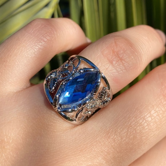 NEW 925 Sterling Silver Blue Stone Ring - Picture 7 of 14